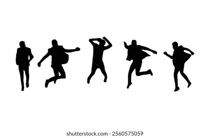 vector set of silhouettes of people dancing in the dark.A collection of romantic couple silhouettes on a white backdrop.
