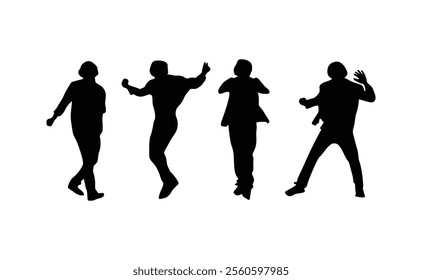 vector set of silhouettes of people dancing in the dark.A collection of romantic couple silhouettes on a white backdrop.
