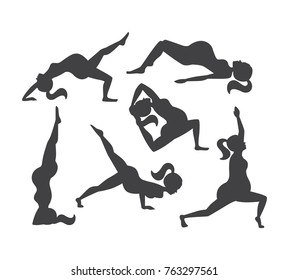 Vector Set Pregnant Women Doing Yoga Stock Vector (Royalty Free ...