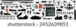 Vector Set Silhouettes, Symbols and Design Elements - Military and Military Elements - Defense Conflict - Soldiers, Systems and Weapons