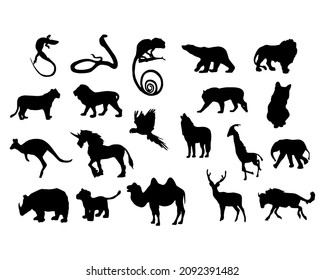 Vector set of silhouettes Wild Animals