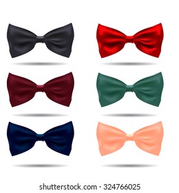 Vector set of silk bow ties on a background. EPS illustration.