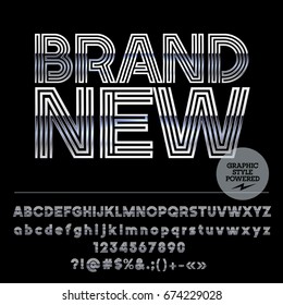 Vector set of Silver Alphabet Letters. Font contains Graphic Style. Vector icon with text Brand New