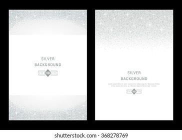 Vector set silver banner on black background. Silver and platinum card for voucher, flyers, web, vip, certificate, gift, shopping, and others premium goods.