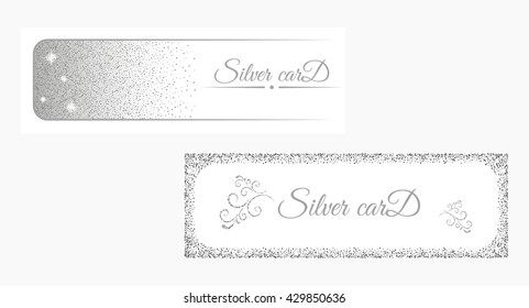 Vector set silver banner on white background. Silver and platinum card for flyers, web, vip, certificate, gift, shopping, and others premium goods.