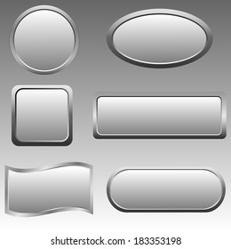 Vector set of silver buttons. Vector illustration.