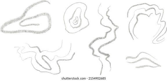 Vector set of silver glitter brush strokes with sparkles on white background. Set of silver grungy hand drawn brush strokes isolated on white. Abstract ink texture, design elements, borders or frames 