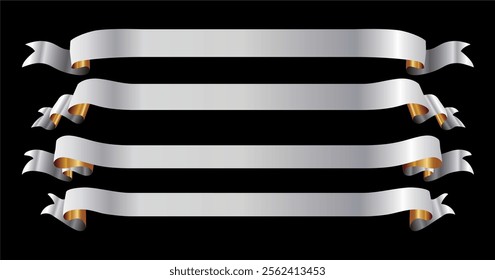 Vector Set Of Silver And Gold Ribbons
