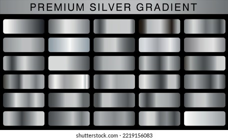 Vector Set of Silver Gradients, Silver Squares Collection, Textures Group Eps 10