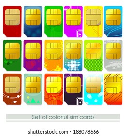 Vector set of sim cards