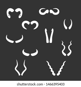 Vector set of simple animal antlers silhouettes.