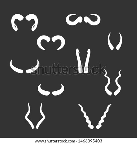 Vector set of simple animal antlers silhouettes.