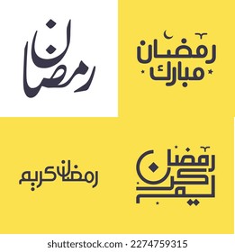 Vector Set of Simple Arabic Calligraphy for Muslim Greetings and Festivities in Modern Style.