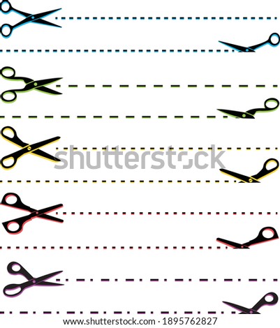 vector set of simple black and color scissors 