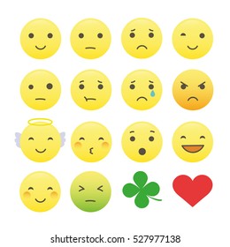 Vector set of simple emoticons isolated on white background