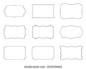 Vector set simple frames isolated on white background. Decorative frame