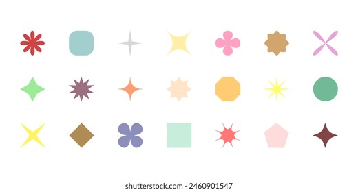 Vector set of simple geometric shapes, silhouettes isolated on white background. Abstract retro elements collection. 