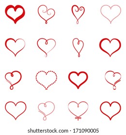 Vector set of simple hearts