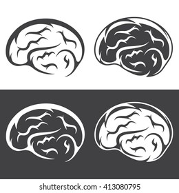 vector set of simple icons with brain