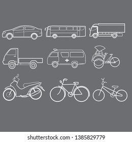 vector set simple icons of land transportation