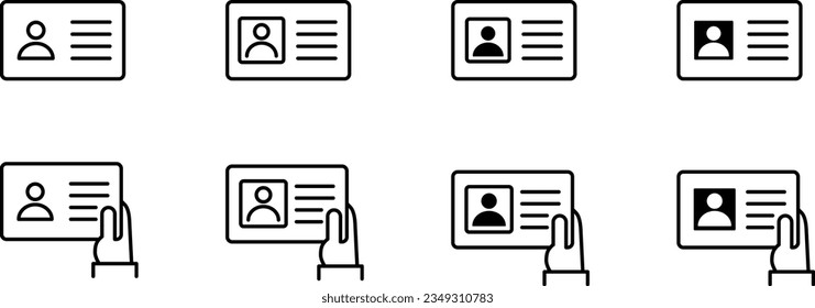 Vector Set of Simple ID Card and Hand with Presenting Gesture Icons