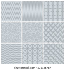 Vector Set Of Simple Mono Line Patterns - Abstract Backgrounds In Trendy Linear Style 