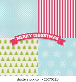 Vector set of simple retro Christmas and New Year patterns. Use for of banner, postcard, poster, invitation etc. Eps 10 vector file. 