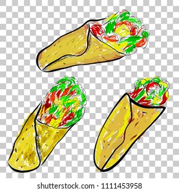 vector set simple sketchy of kebab turkish traditional food
