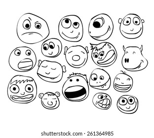 Vector set of simple smile emotions.