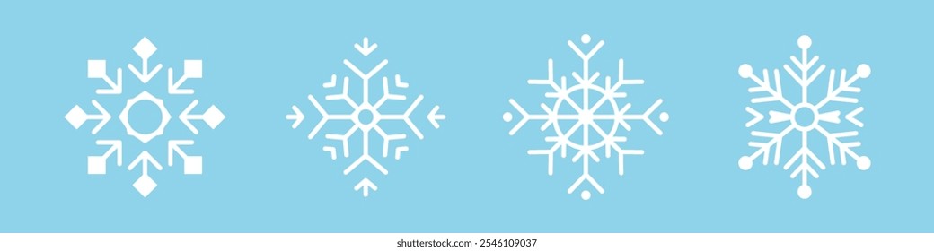 Vector Set Of Simple Snowflake Icons. Snowflake Symbols