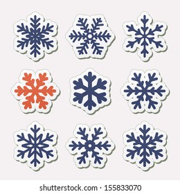 Vector Set Of Simple Snowflakes.