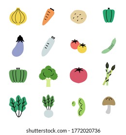 Vector set of simple vegetable icons