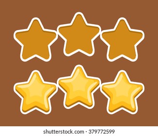 Vector set of simple yellow stars, design element for rank, rating, award