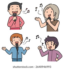 vector set of singer cartoon