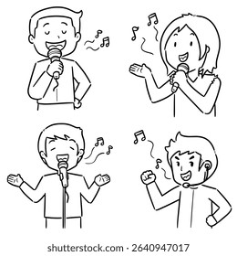 vector set of singer cartoon