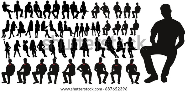 座っている男性の女性がシルエットするベクター画像 のベクター画像素材 ロイヤリティフリー