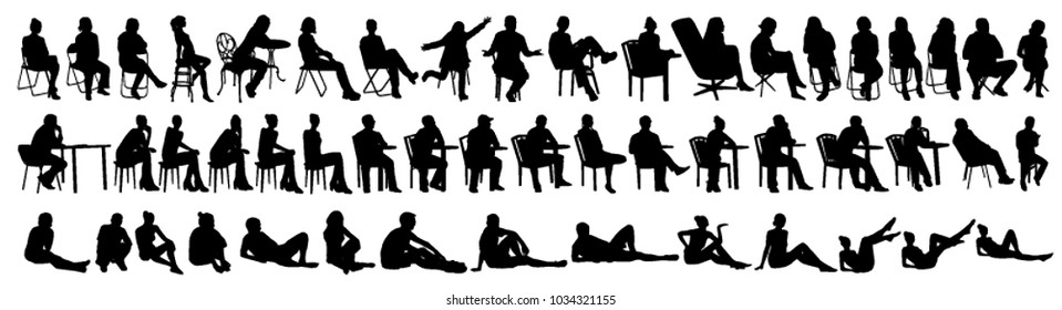 Vector Set Of Sitting People