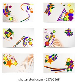 Vector set of six business card; elements for design.
