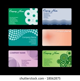 A vector set of six business cards
