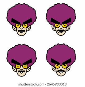 Conjunto vetorial de seis ícones bonitos de rosto de desenhos animados com expressões diferentes. Inclui feliz, triste, surpreso, rindo. Perfeito para uso em autocolantes, coleções de emojis, educacional 