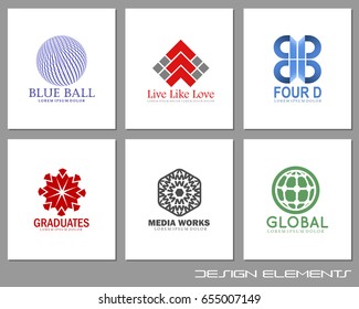 Vector set of six design elements
