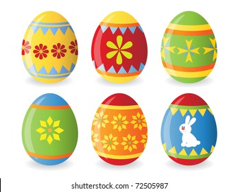 vector set of six easter eggs