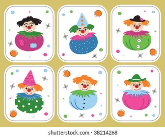 vector set six picture with clown