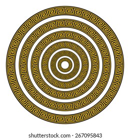 Vector Set of Six Round Greek Key Borders of Various Sizes