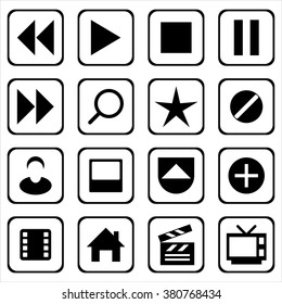 vector set of sixteen multimedia icons for digital interfaces