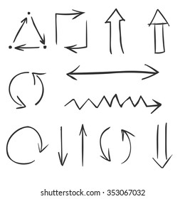 Vector Set of Sketch Abstract Doodle Arrows