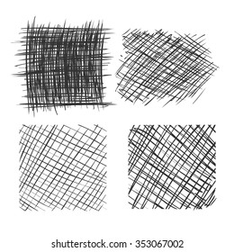 Vector Set of Sketch Abstract Doodles. Dirty Scribble Squares.