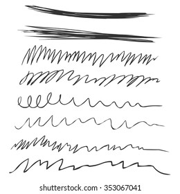 Vector Set of Sketch Abstract Doodles. Different Lines, Dashes, Flourishes and Twirles