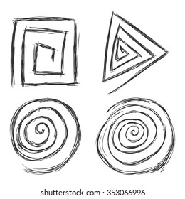 Vector Set of Sketch Abstract Spiral Doodles