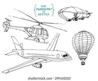 Vector Set of Sketch Air Transport